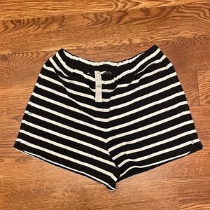 J. Crew Black and White Striped High Waist Shorts